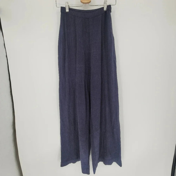 RHYTHM linen blend STEVIE WIDE LEG PANT BLUE size size 2 - Picture 2 of 10